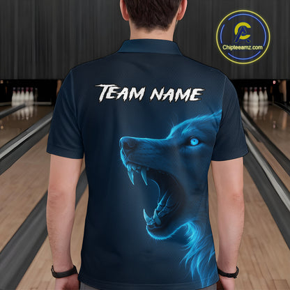 Custom Wolf Bowling Jersey for Men Polo & 1/4 Zip Bowling Team Shirts Bowling League HNT149
