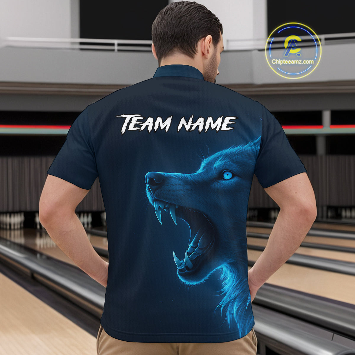Custom Wolf Bowling Jersey for Men Polo & 1/4 Zip Bowling Team Shirts Bowling League HNT149