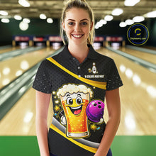 Load image into Gallery viewer, Custom Funny Beer Bowling Bowling Jersey for Women Bowling Team Shirts Polo &amp; 1/4 Zip HNT190