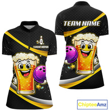 Load image into Gallery viewer, Custom Funny Beer Bowling Bowling Jersey for Women Bowling Team Shirts Polo &amp; 1/4 Zip HNT190