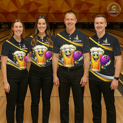 Custom Funny Beer Bowling Bowling Jersey for Men Bowling Team Shirts Polo & 1/4 Zip HNT190