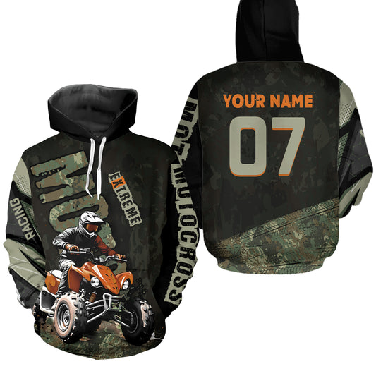 Camo Quad Bike Hoodie For Adult Atv Motocross Hooded Jersey Retro Off-Road Extreme Quad Shirt Vintage NHN005