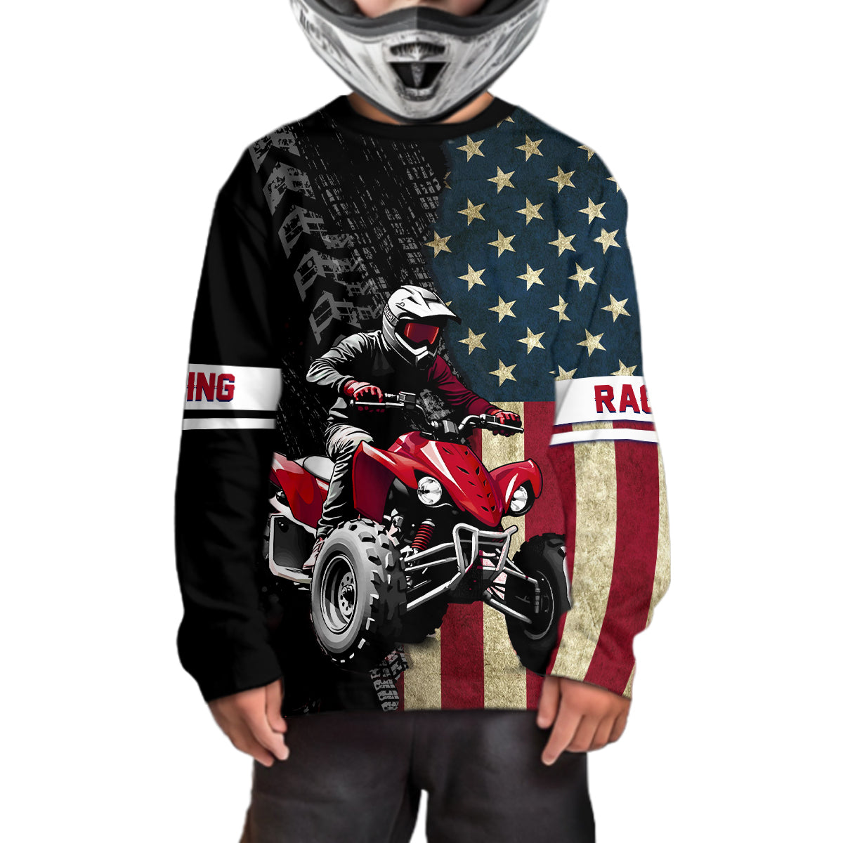 USA Flag Quad Bike Jersey For Adult&Kid Custom Atv Motocross Jersey Patriotic Off-Road Extreme Quad Shirt NHN005