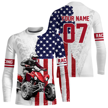 American Flag Quad Bike Shirt For Adult Youth Kid Custom ATV Motocross Jersey Patriotic Off-Road Quad Jersey NHN005