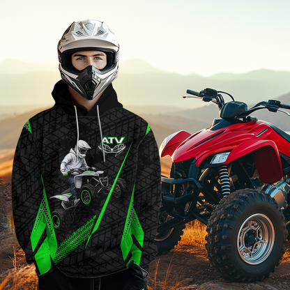 Green Atv Motocross Hoodie For Adult&Kid Upf30+ Pink Quad Bike Shirt Off-Road Atv Mx Racing NHN013