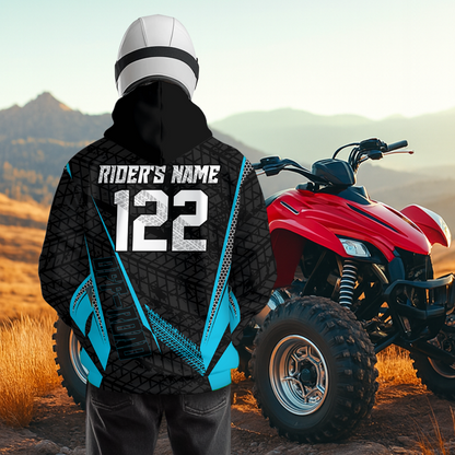 Turquoise Atv Motocross Hoodie For Adult&Kid Upf30+ Pink Quad Bike Shirt Off-Road Atv Mx Racing NHN013