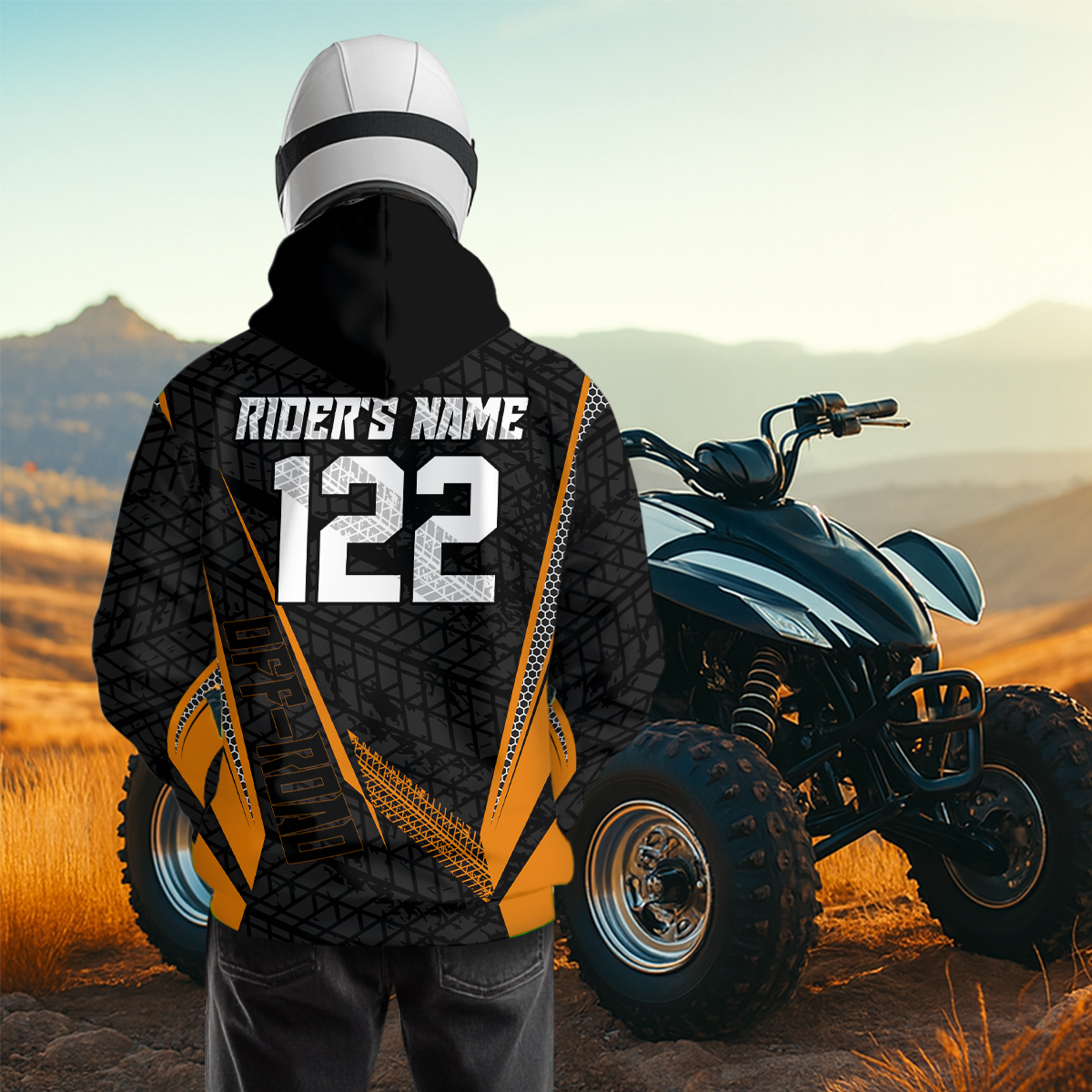 Orange Atv Motocross Hoodie For Adult&Kid Upf30+ Pink Quad Bike Shirt Off-Road Atv Mx Racing NHN013