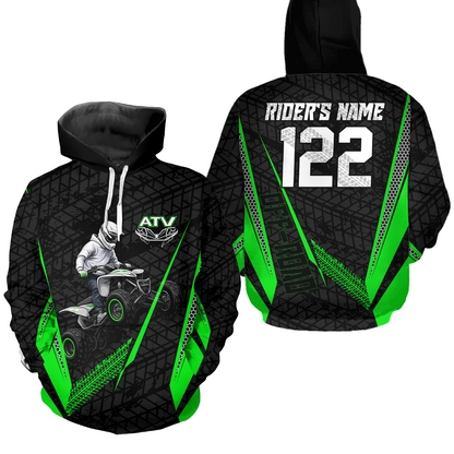 Green Atv Motocross Hoodie For Adult&Kid Upf30+ Pink Quad Bike Shirt Off-Road Atv Mx Racing NHN013
