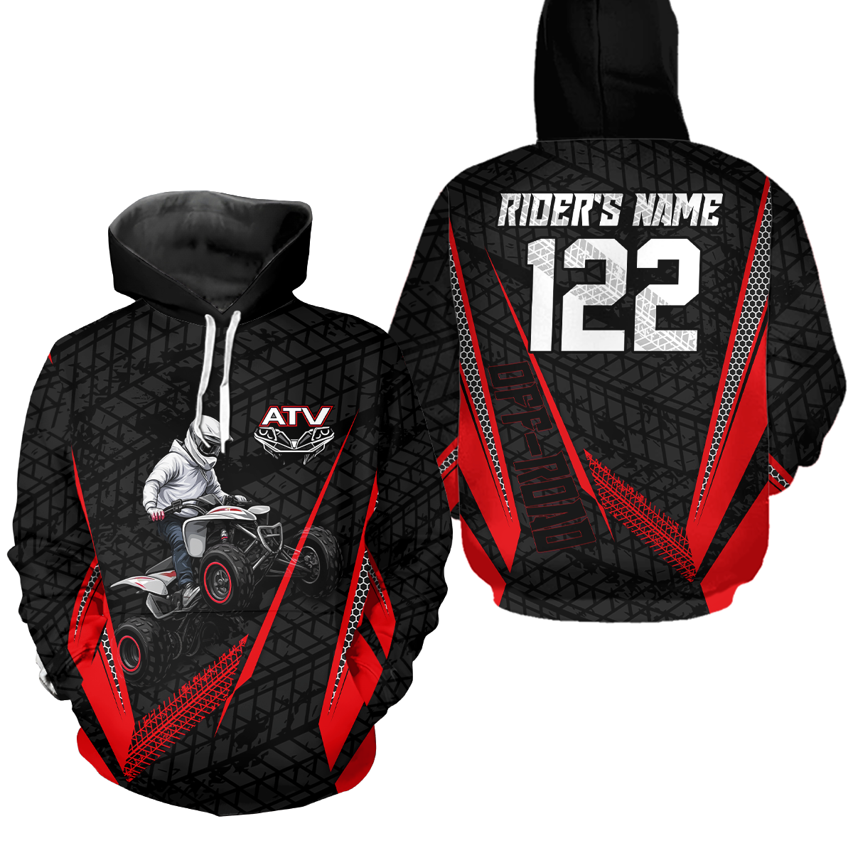 Red Atv Motocross Hoodie For Adult&Kid Upf30+ Pink Quad Bike Shirt Off-Road Atv Mx Racing NHN013
