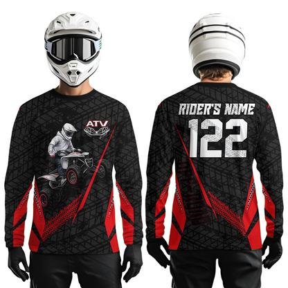 Personalized ATV Motocross Jersey For Adult & Kids UPF30+ Red Quad Bike Shirt Off-Road ATV MX Racing NHN013