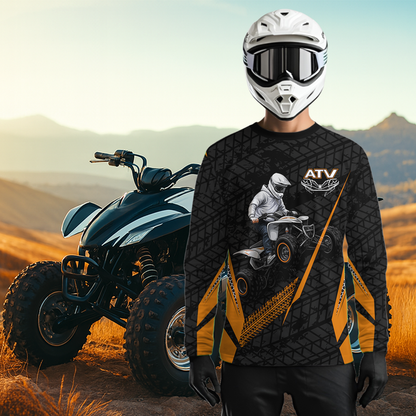 Personalized ATV Motocross Jersey For Adult & Kids UPF30+ Orange Quad Bike Shirt Off-Road ATV MX Racing NHN013