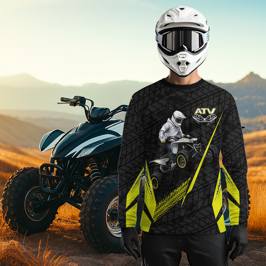 Personalized ATV Motocross Jersey For Adult & Kids UPF30+ Yellow Quad Bike Shirt Off-Road ATV MX Racing NHN013