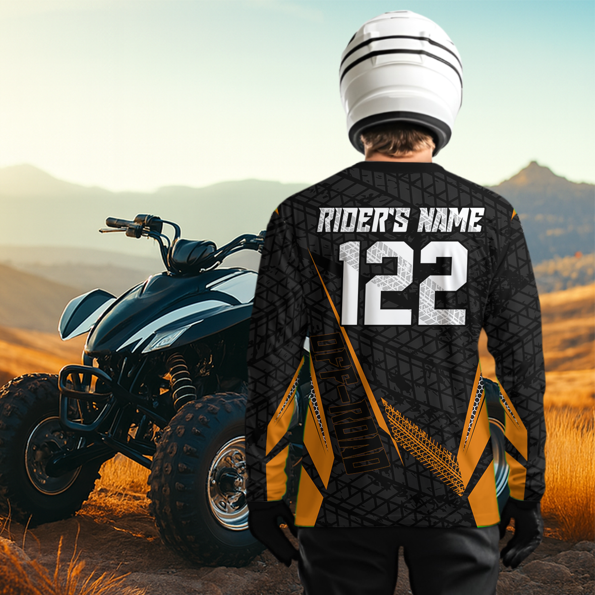 Personalized ATV Motocross Jersey For Adult & Kids UPF30+ Orange Quad Bike Shirt Off-Road ATV MX Racing NHN013