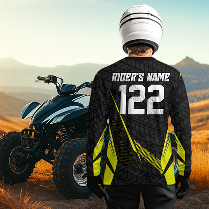 Personalized ATV Motocross Jersey For Adult & Kids UPF30+ Yellow Quad Bike Shirt Off-Road ATV MX Racing NHN013