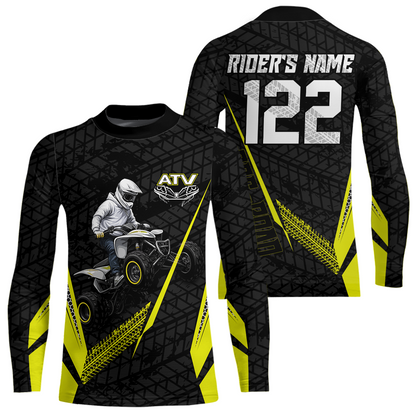 Personalized ATV Motocross Jersey For Adult & Kids UPF30+ Yellow Quad Bike Shirt Off-Road ATV MX Racing NHN013