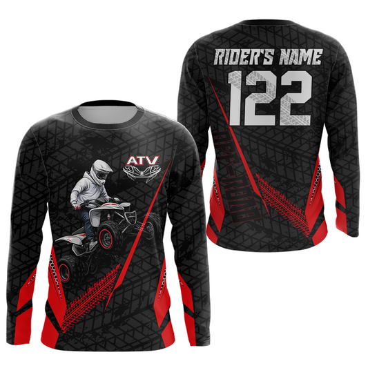 Personalized ATV Motocross Jersey For Adult & Kids UPF30+ Red Quad Bike Shirt Off-Road ATV MX Racing NHN013