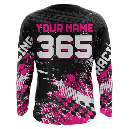 Custom Pink ATV Motocross Jersey Girls Dirt Bike Racing Shirts UPF30+ Off-Road Quad Jersey For Women Kids Youth NHN004