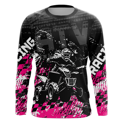 Custom Pink ATV Motocross Jersey Girls Dirt Bike Racing Shirts UPF30+ Off-Road Quad Jersey For Women Kids Youth NHN004