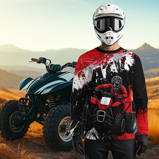 Red ATV Motocross Jersey Personalized UPF30+ Adult&Kid Quad Bike Shirt Atv Mx Off-Road Dirt Bike NHN003
