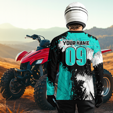 Load image into Gallery viewer, Turquoise ATV Motocross Jersey Personalized UPF30+ Adult&amp;Kid Quad Bike Shirt Atv Mx Off-Road Dirt Bike NHN003