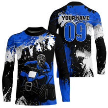 Load image into Gallery viewer, Blue ATV Motocross Jersey Personalized UPF30+ Adult&amp;Kid Quad Bike Shirt Atv Mx Off-Road Dirt Bike NHN003