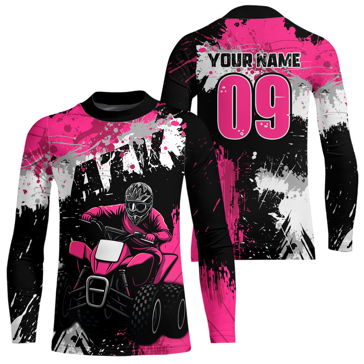 Pink ATV Motocross Jersey Personalized UPF30+ Adult&Kid Quad Bike Shirt Atv Mx Off-Road Dirt Bike NHN003