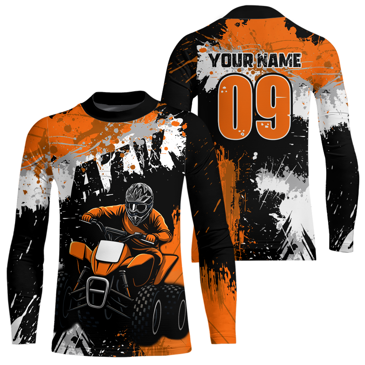 Orange ATV Motocross Jersey Personalized UPF30+ Adult&Kid Quad Bike Shirt Atv Mx Off-Road Dirt Bike NHN003