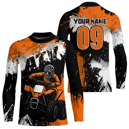 Orange ATV Motocross Jersey Personalized UPF30+ Adult&Kid Quad Bike Shirt Atv Mx Off-Road Dirt Bike NHN003