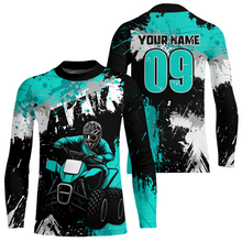 Load image into Gallery viewer, Turquoise ATV Motocross Jersey Personalized UPF30+ Adult&amp;Kid Quad Bike Shirt Atv Mx Off-Road Dirt Bike NHN003