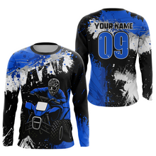 Load image into Gallery viewer, Blue ATV Motocross Jersey Personalized UPF30+ Adult&amp;Kid Quad Bike Shirt Atv Mx Off-Road Dirt Bike NHN003