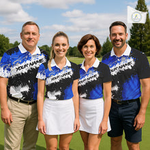 Load image into Gallery viewer, Mens Disc Golf Polo Shirt Custom Name Number Blue Disc Golf Basket Personalized Disc Golf Shirts NHN0028