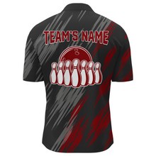 Load image into Gallery viewer, Skull Bowling Quarter-Zip Shirt For Men Black&amp;Red Bowling Jersey Bowling Team Shirt BDT158