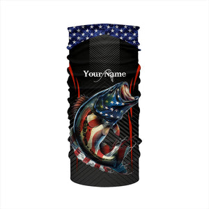 Personalized Bass Fishing American Flag UV Protection Long Sleeve Performance Fishing Shirts TTN119