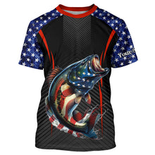 Load image into Gallery viewer, Personalized Bass Fishing American Flag UV Protection Long Sleeve Performance Fishing Shirts TTN119