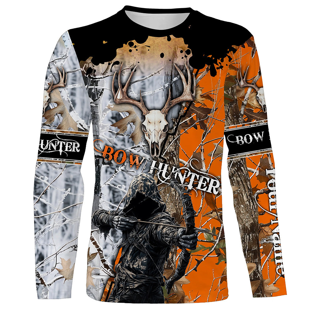 Archery Bow Hunting Deer Skull Grim Reaper Camouflage Customized Name Shirt TTN14