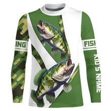 Load image into Gallery viewer, Bass Fishing camo Custom Long Sleeve performance Fishing Shirts, Personalized Bass Fishing jerseys TTN56