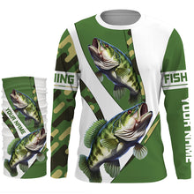 Load image into Gallery viewer, Bass Fishing camo Custom Long Sleeve performance Fishing Shirts, Personalized Bass Fishing jerseys TTN56