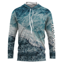 Load image into Gallery viewer, Custom Saltwater Fishing UV Protection Long sleeves, Sea Wave Camo Fishing Shirts TTN129