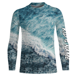 Custom Saltwater Fishing UV Protection Long sleeves, Sea Wave Camo Fishing Shirts TTN129