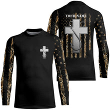 Load image into Gallery viewer, Fishing Hook Jesus Lover camo American flag Custom Name 3D fishing shirts UV protection TTN27