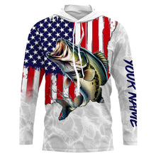 Load image into Gallery viewer, Bass Fishing American Flag Custom UV Protection Shirts, Bass Fishing Jerseys, Gift For Fisherman TTN124