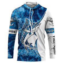 Load image into Gallery viewer, Marlin Fishing Sea Camo 3D UV customize name long sleeves shirt personalized gift for Fishing Lovers TTN38