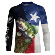 Load image into Gallery viewer, Bass Fishing Texas Flag Custom Name UV Protection Shirts - Personalized Fishing jerseys Gifts TTN24