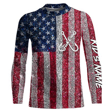 Load image into Gallery viewer, Fish On American Flag UV Protection Custom Long Sleeve Shirts Patriotic Fishing Jersey TTN127