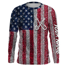 Load image into Gallery viewer, Fish On American Flag UV Protection Custom Long Sleeve Shirts Patriotic Fishing Jersey TTN127