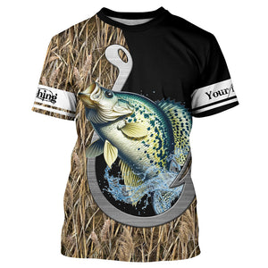 Crappie Fishing Jerseys Fish Hook Camo UV Customize Name Long Sleeve Shirts TTN41