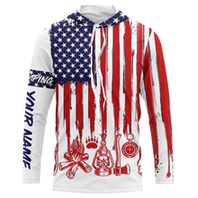 Load image into Gallery viewer, Personalized Funny Camping American Flag UV protection Custom Long Sleeve Shirts TTN128