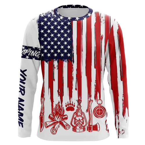 Personalized Funny Camping American Flag UV protection Custom Long Sleeve Shirts TTN128