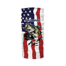 Load image into Gallery viewer, Bass Fishing American Flag Custom Long Sleeve Shirts, Personalized Patriotic Fishing Gifts For Men TTN94