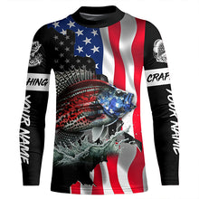 Load image into Gallery viewer, Crappie fishing American flag Custom UV protection performance long sleeve fishing jerseys TTV141